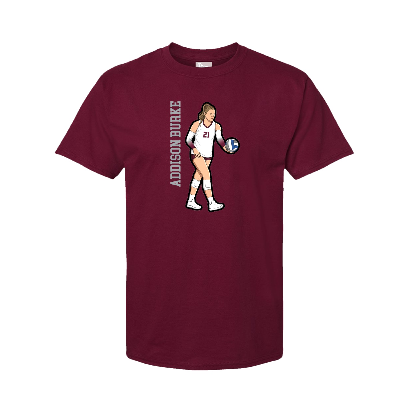 Youth Tee — Name Vertical in Cardinal