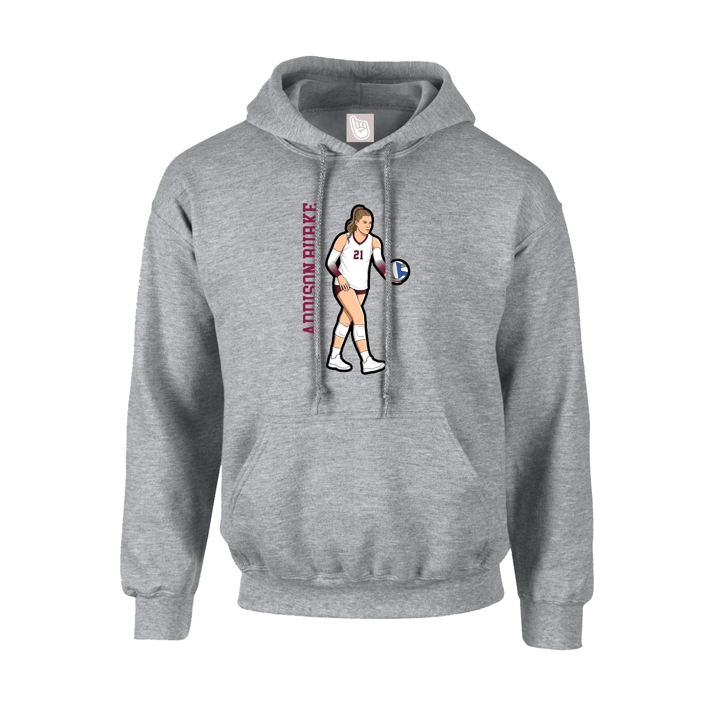 Youth Hoodie — Name Vertical in Grey