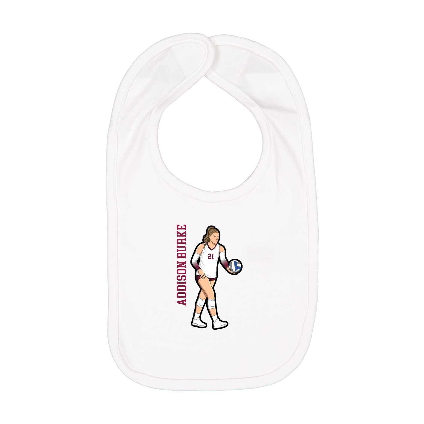 Infant Bib — Name Vertical in White