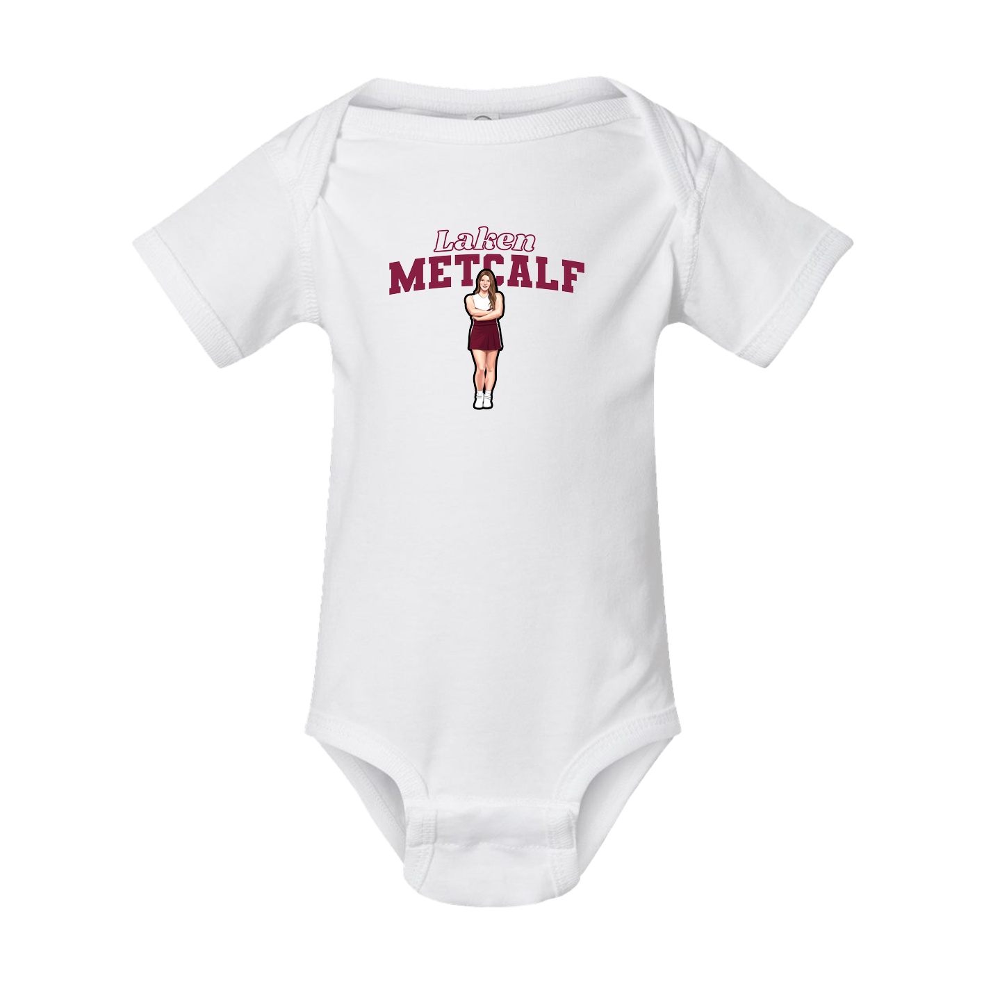 Baby Onesie — Name Arch in White