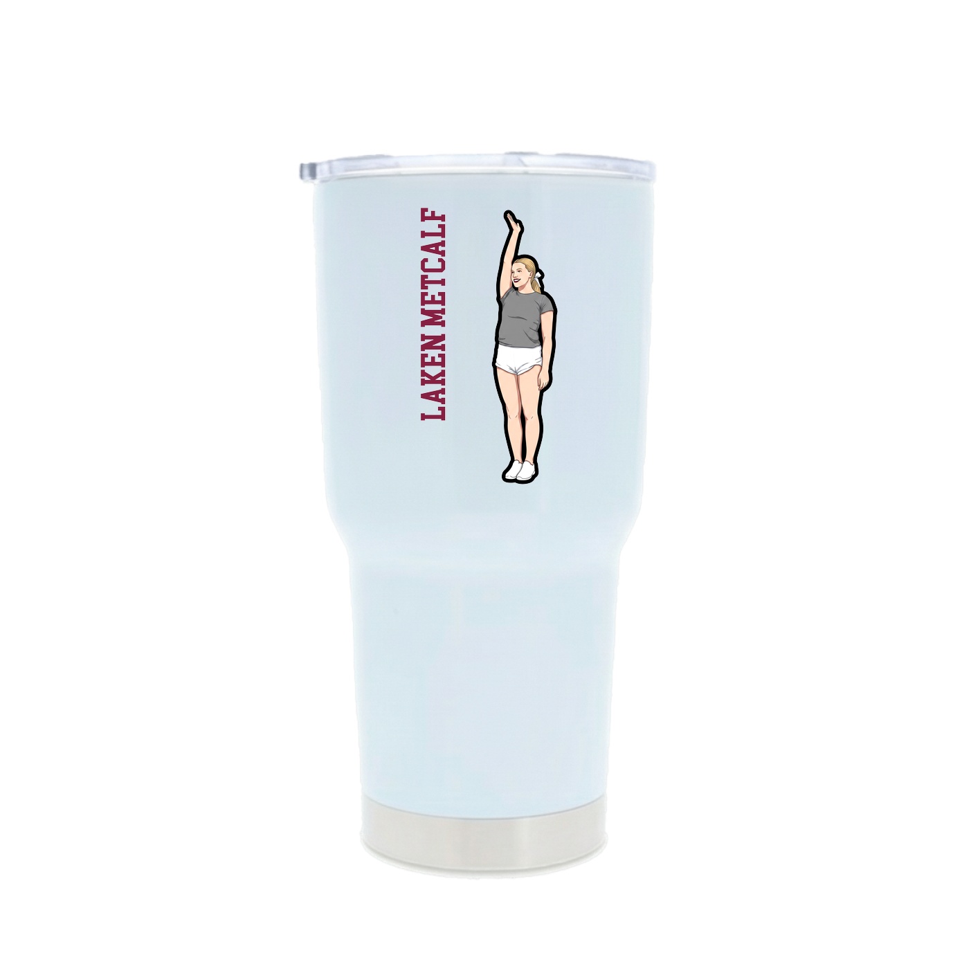 30oz Stainless Steel Tumbler — Name Vertical in White