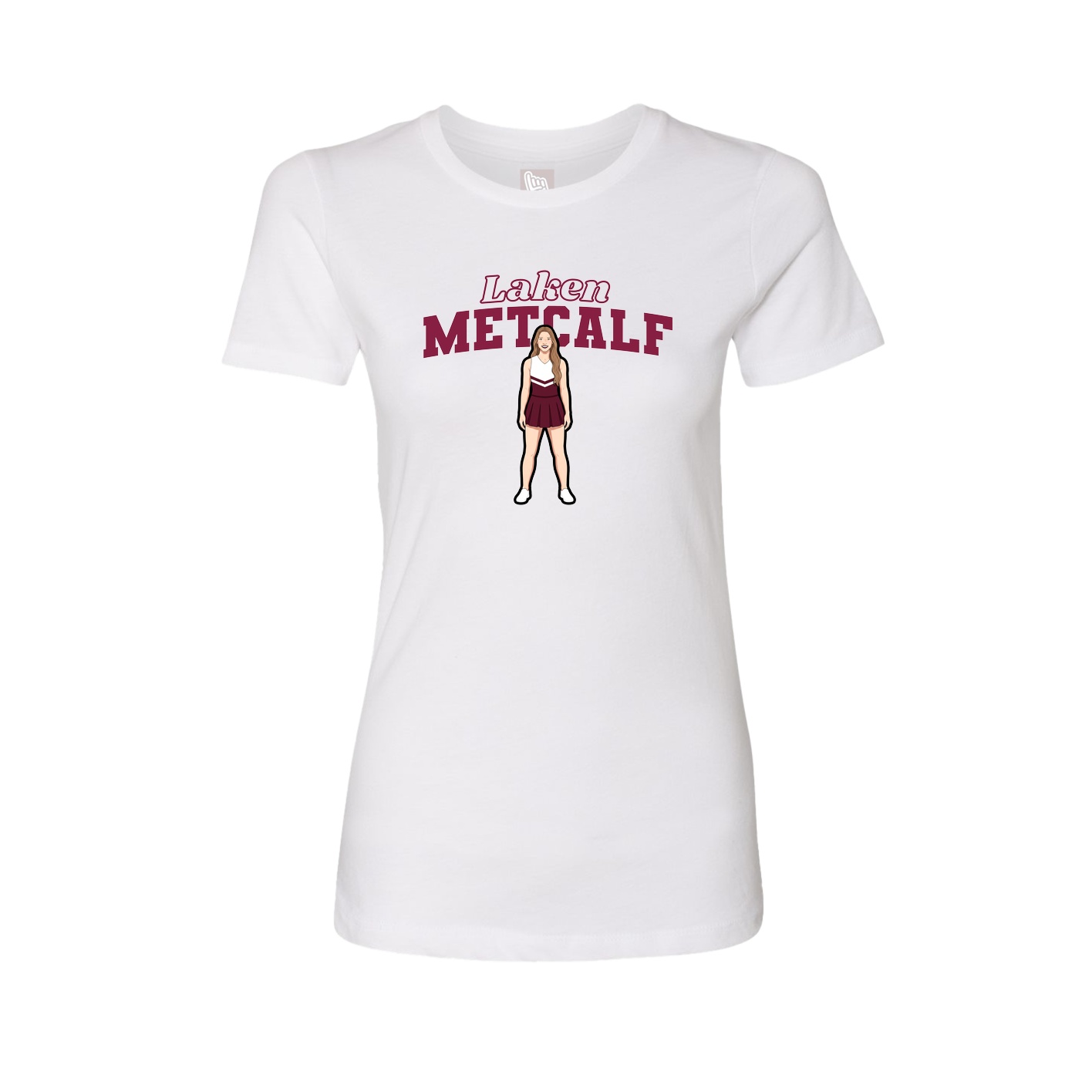 Fitted Women's Tee — Name Arch in White
