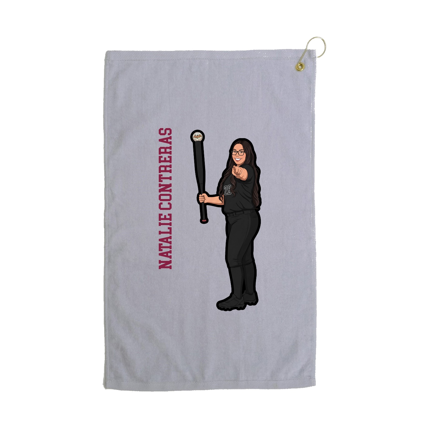 Golf Towel — Name Vertical in Grey