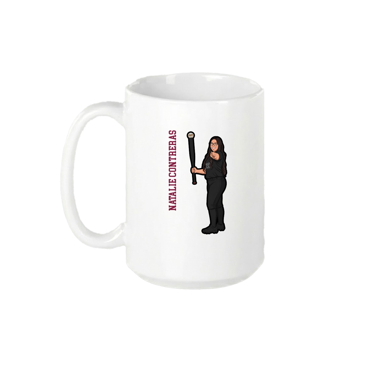 15oz Coffee Mug — Name Vertical in White