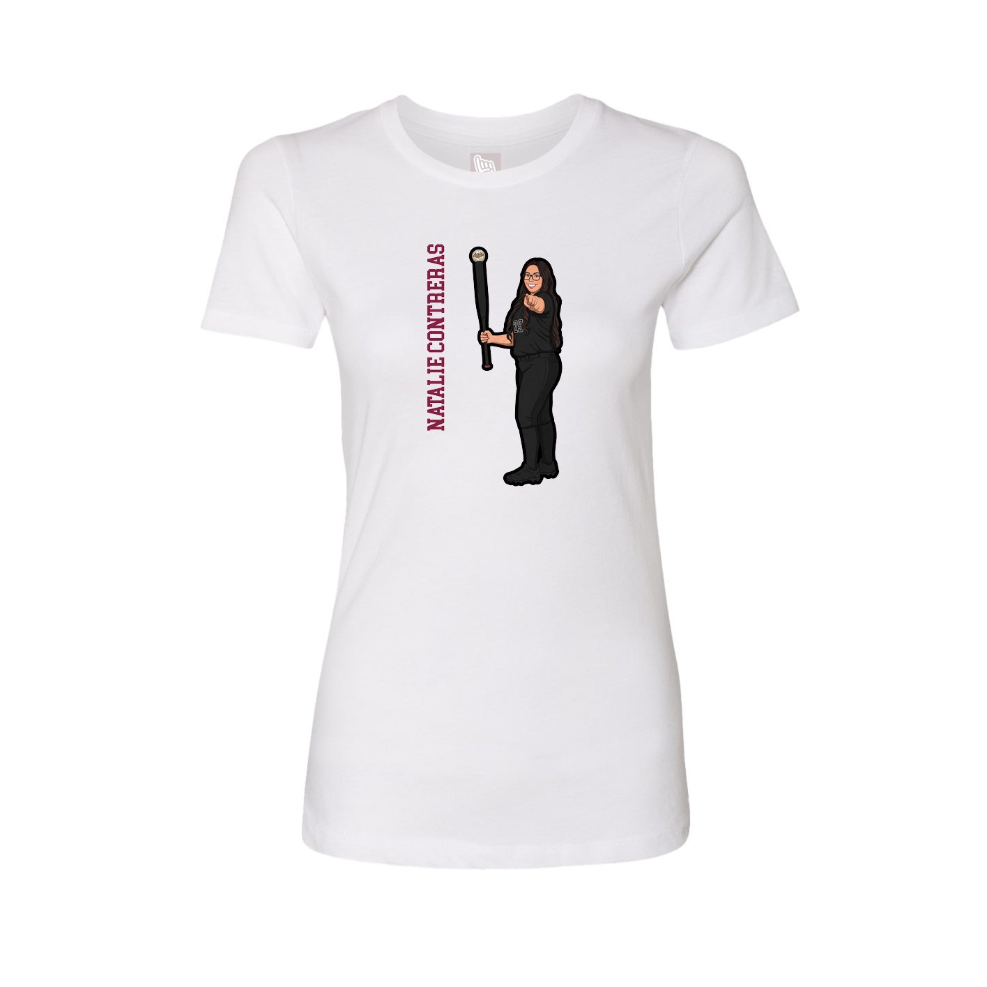 Fitted Women's Tee — Name Vertical in White