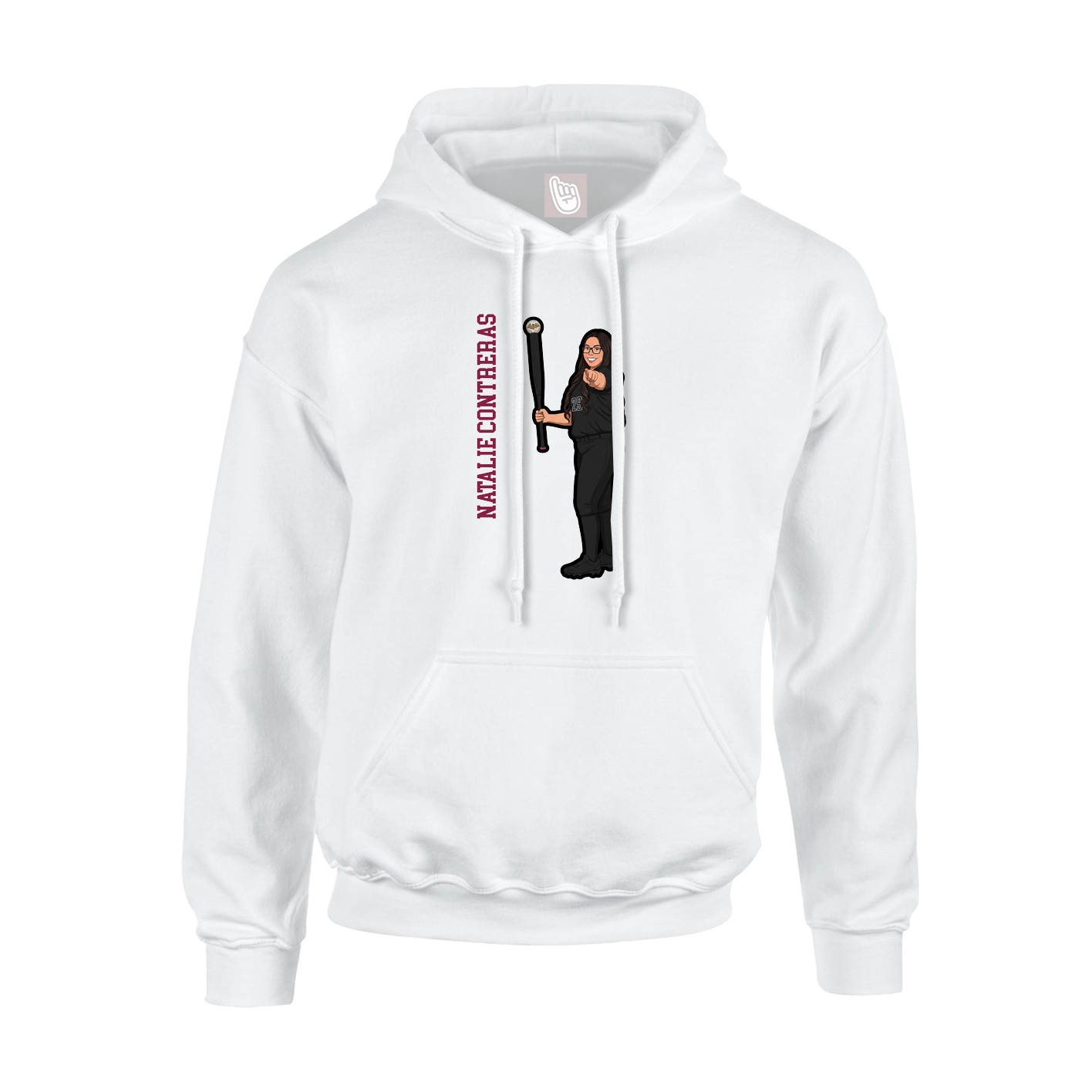 Youth Hoodie — Name Vertical in White