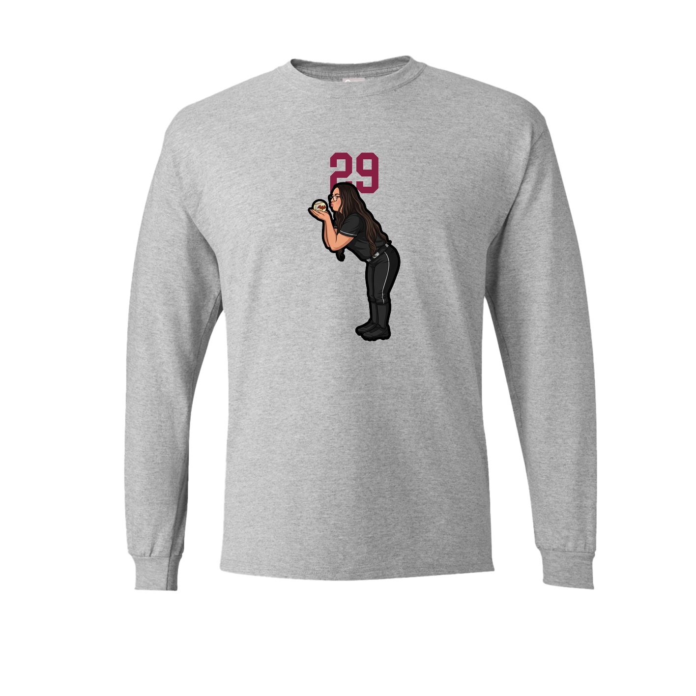 Long Sleeve Tee — Number Top in Grey