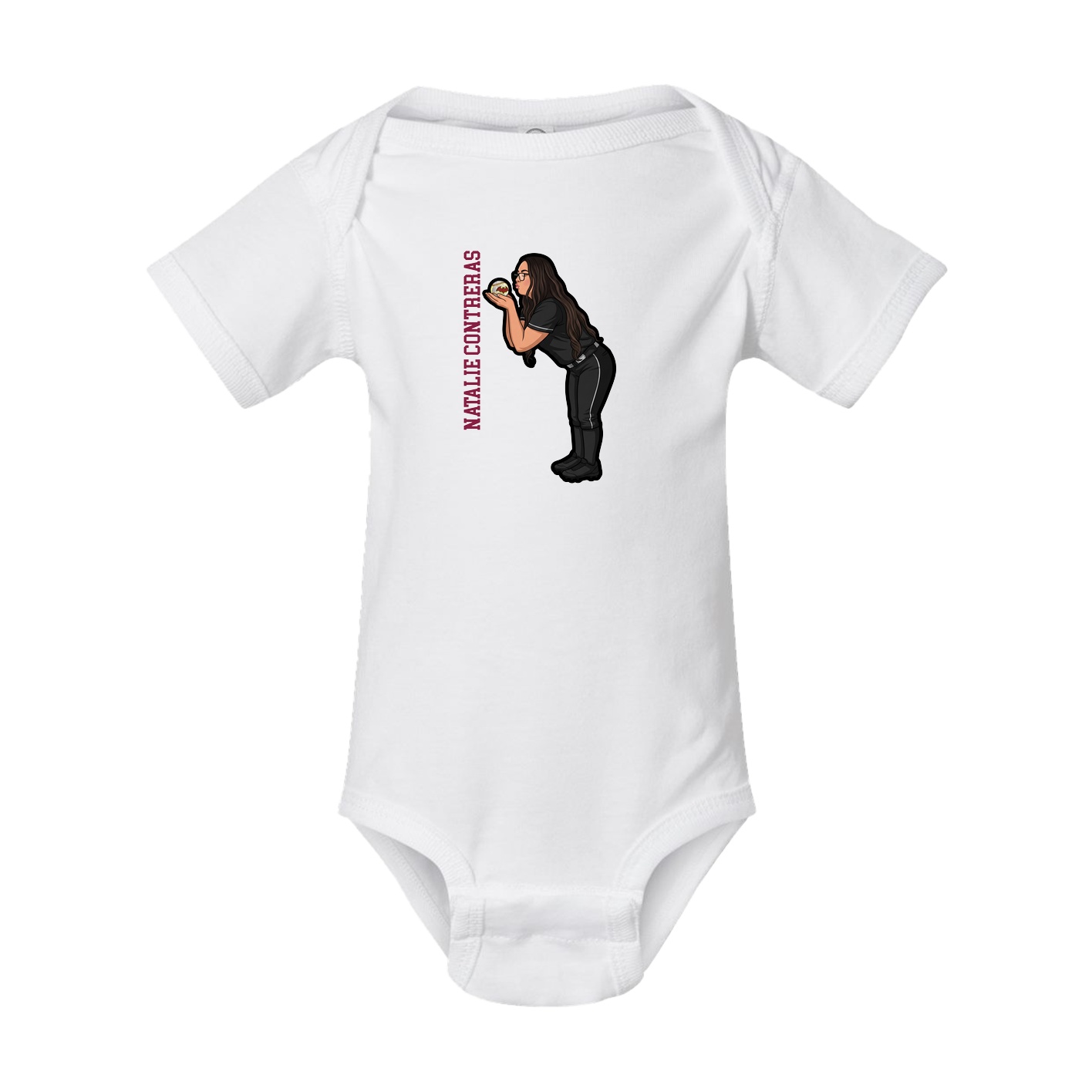 Baby Onesie — Name Vertical in White