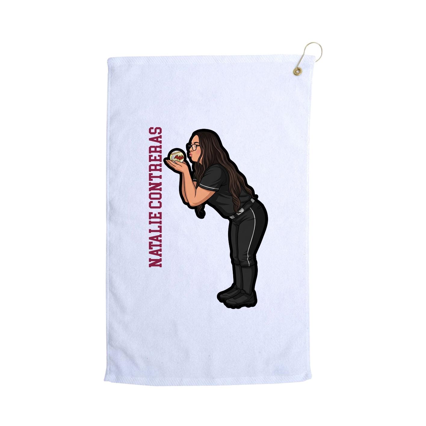 Golf Towel — Name Vertical in White