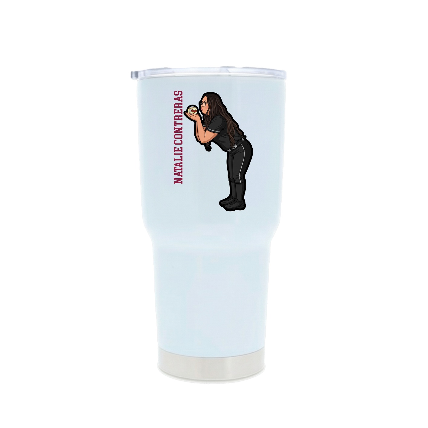 30oz Stainless Steel Tumbler — Name Vertical in White