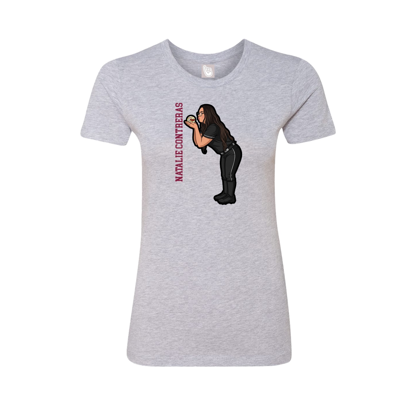 Fitted Women's Tee — Name Vertical in Grey
