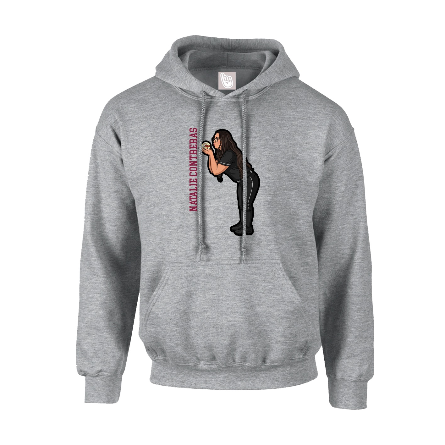 Youth Hoodie — Name Vertical in Grey