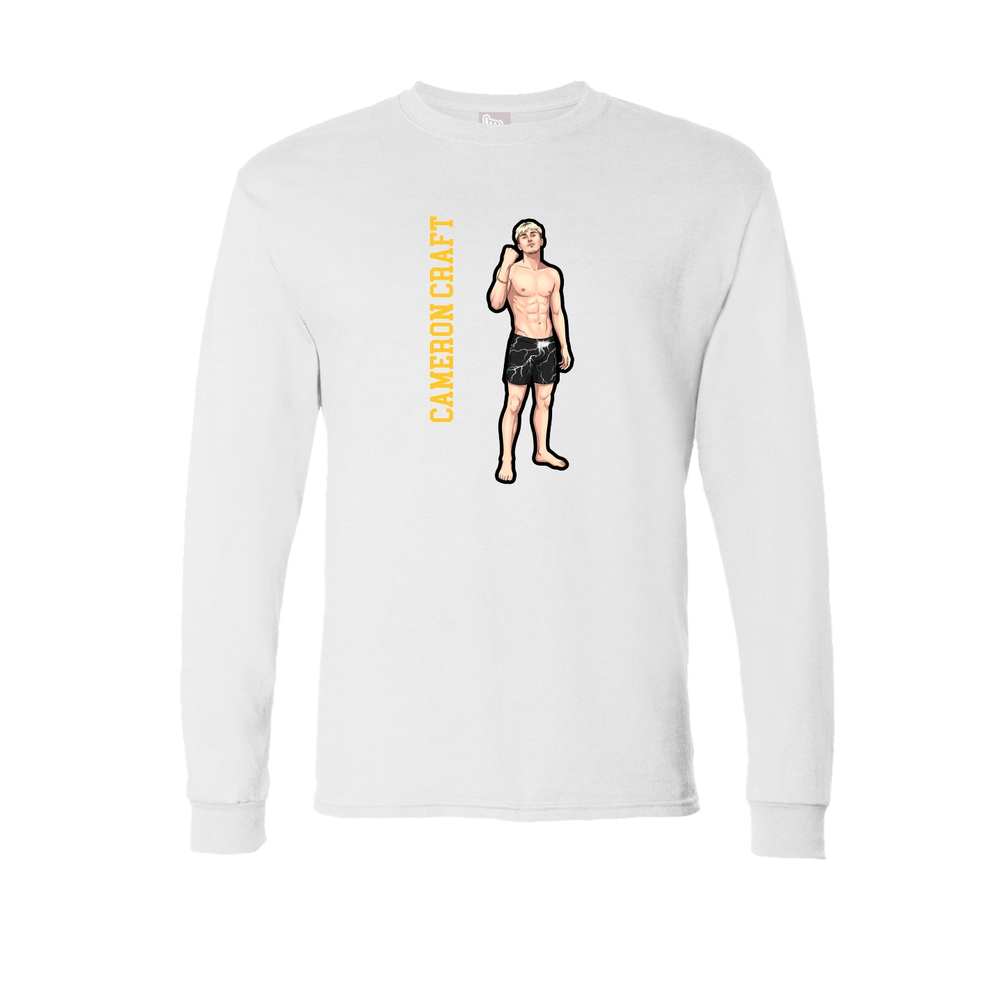 Long Sleeve Tee — Name Vertical in White