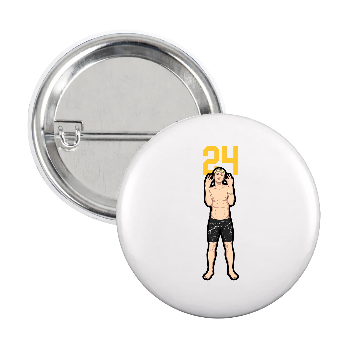 Game Day Button — Number Top in White
