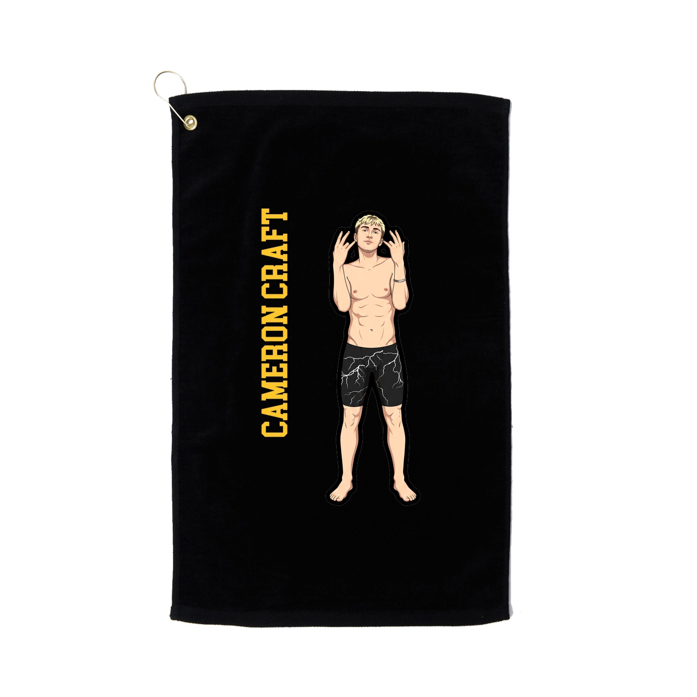 Golf Towel — Name Vertical in Black