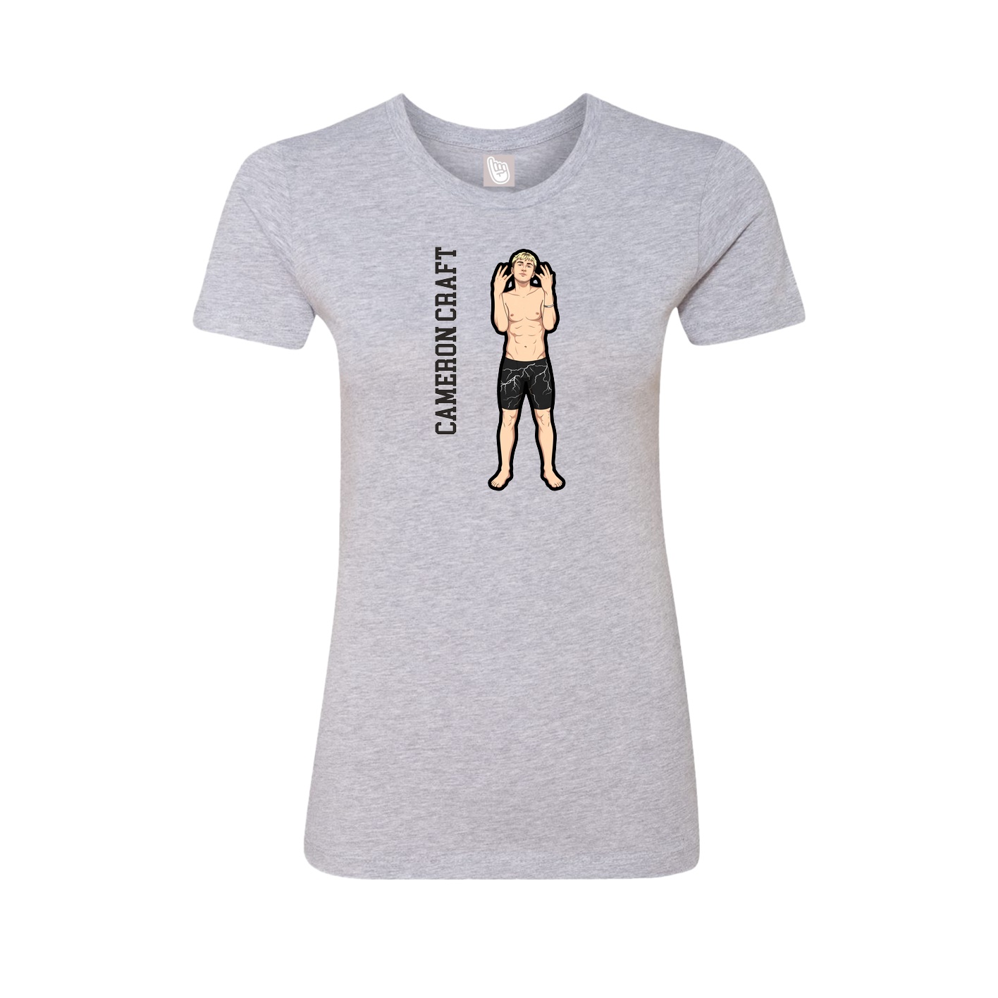 Fitted Women's Tee — Name Vertical in Grey