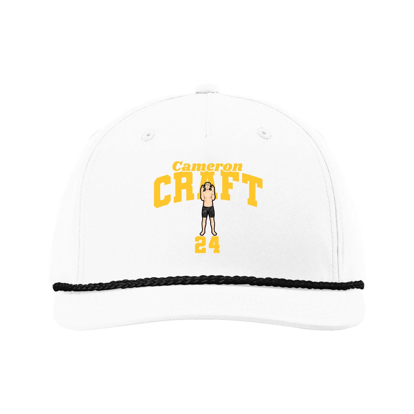 Five-Panel Classic Rope Cap — Signature Arch in White