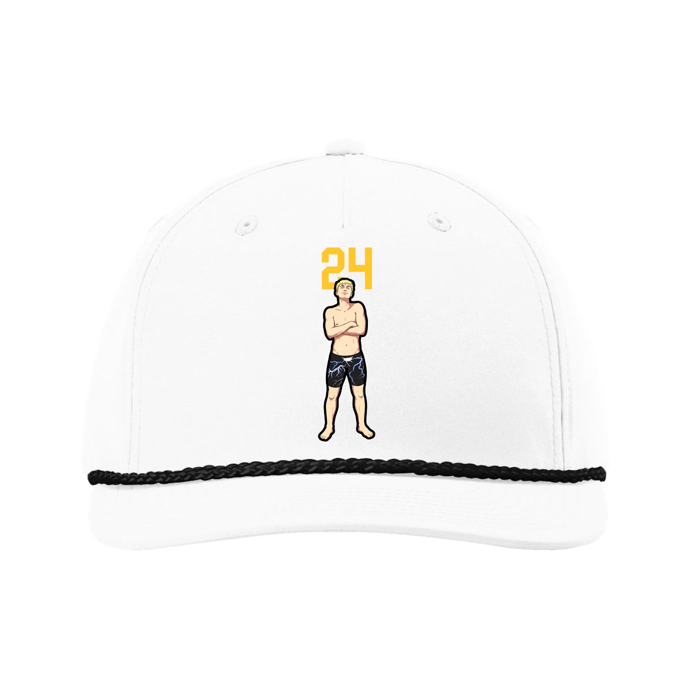 Five-Panel Classic Rope Cap — Number Top in White