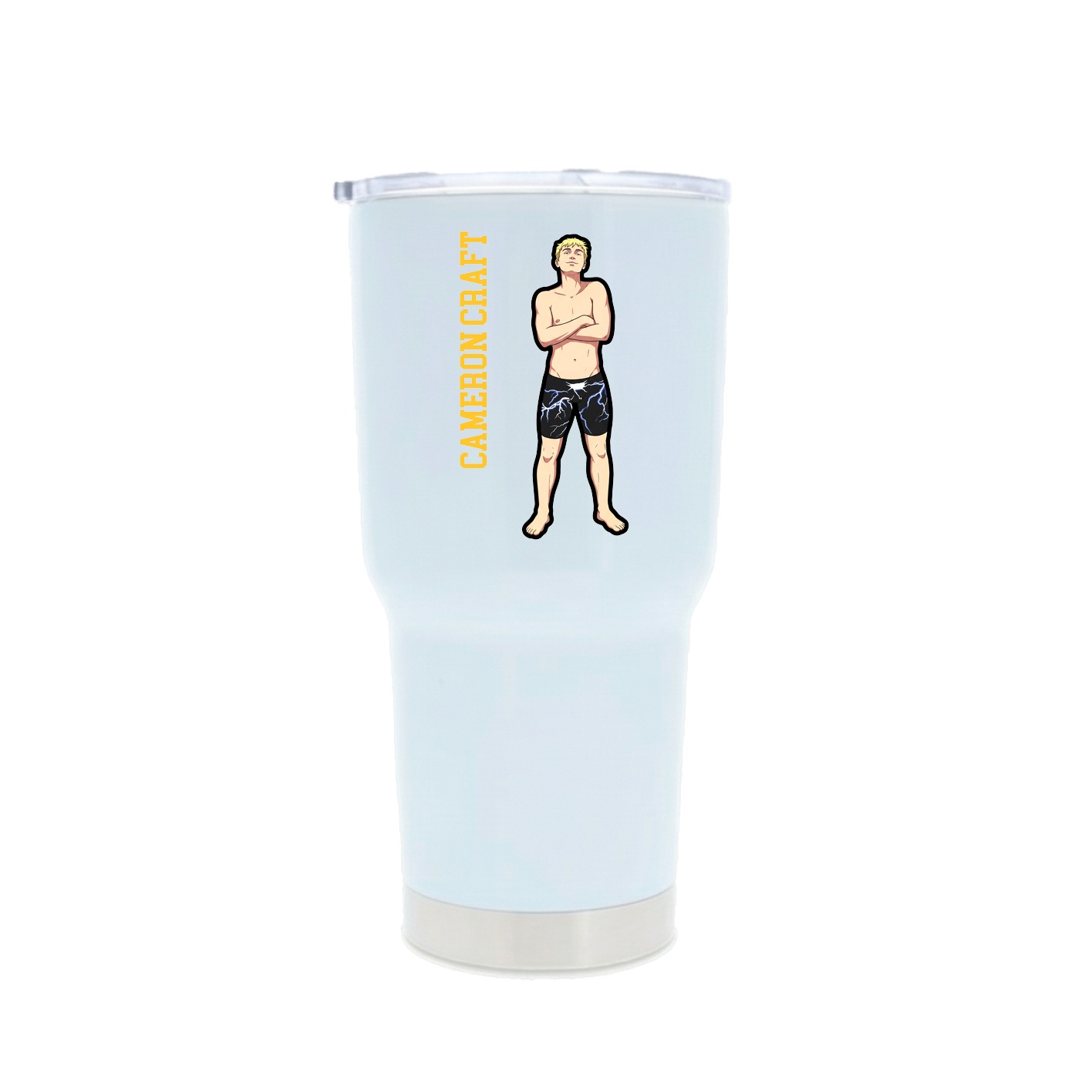 30oz Stainless Steel Tumbler — Name Vertical in White