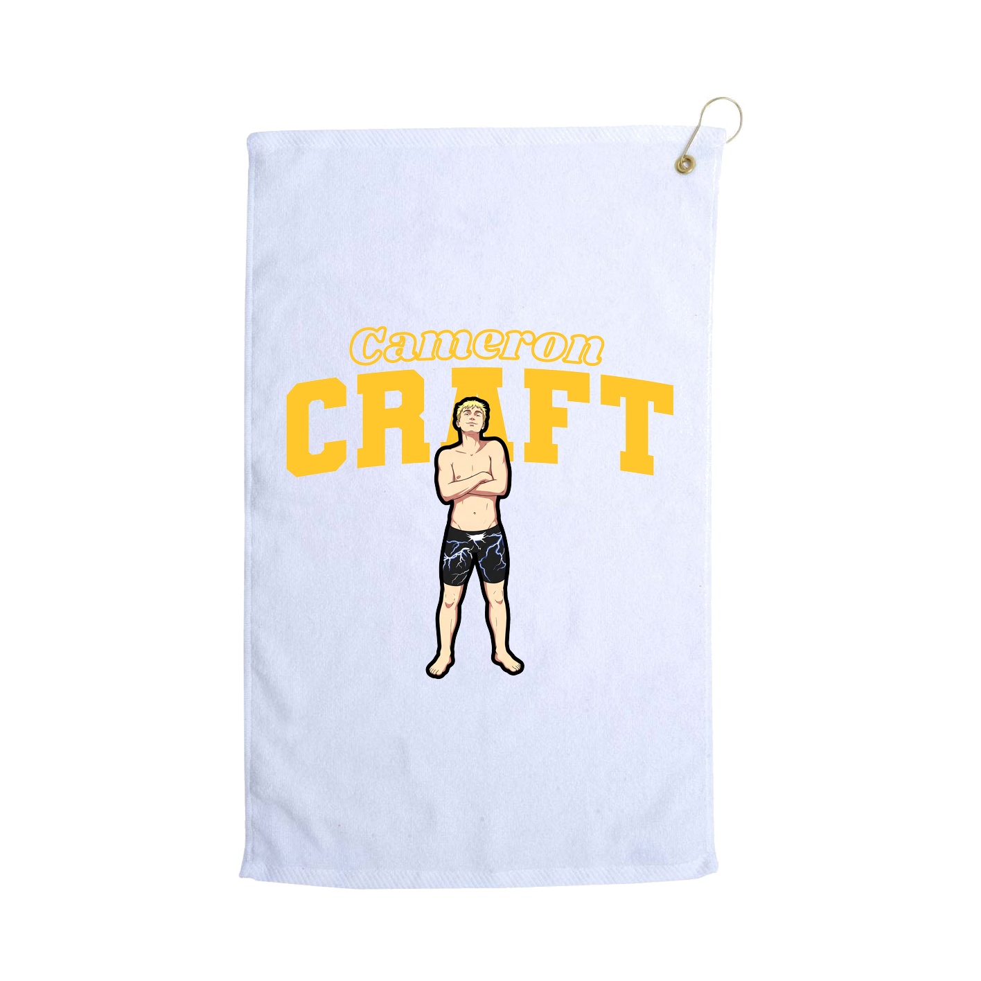 Golf Towel — Name Arch in White