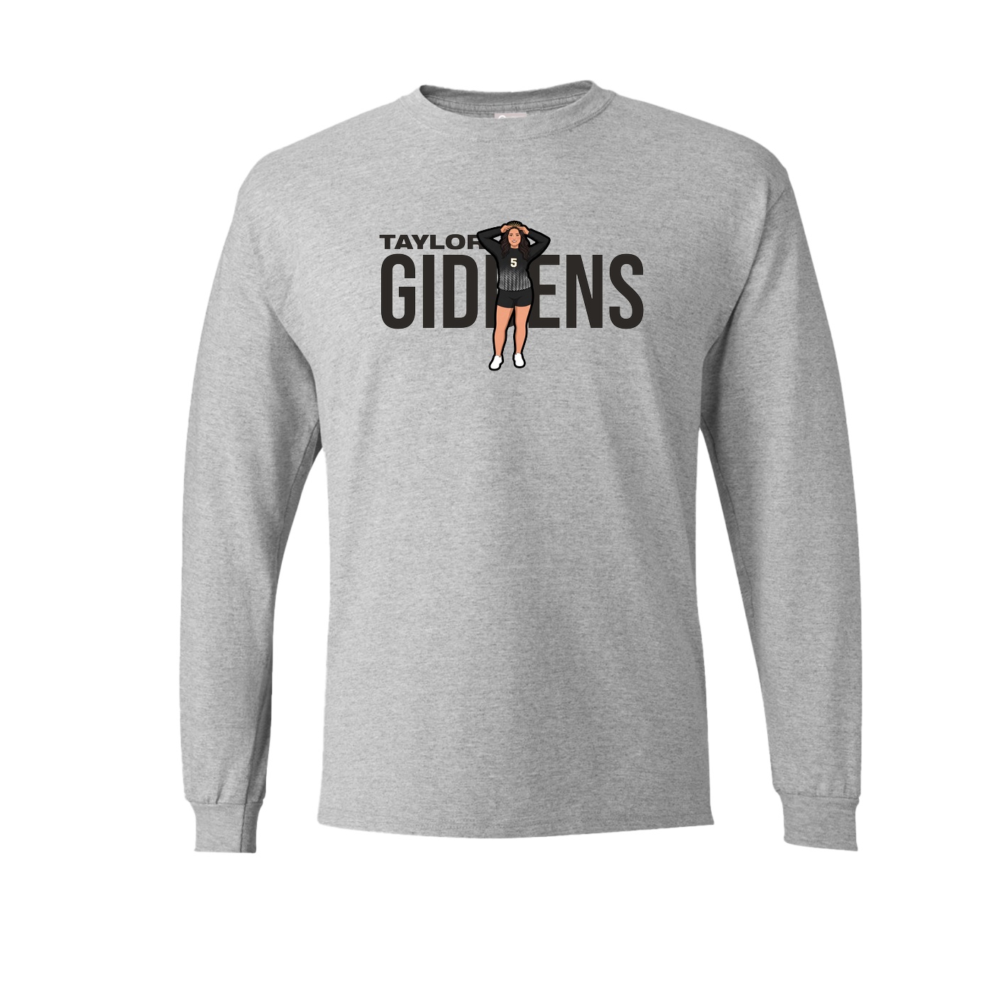 Long Sleeve Tee — Player Name in Grey