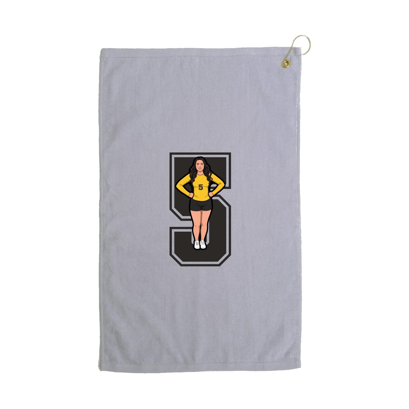 Golf Towel — Number in Grey