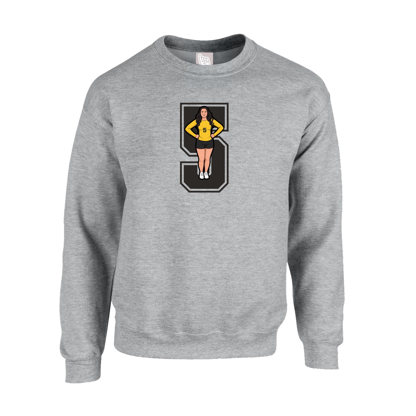 Fleece Crew — Number in Grey
