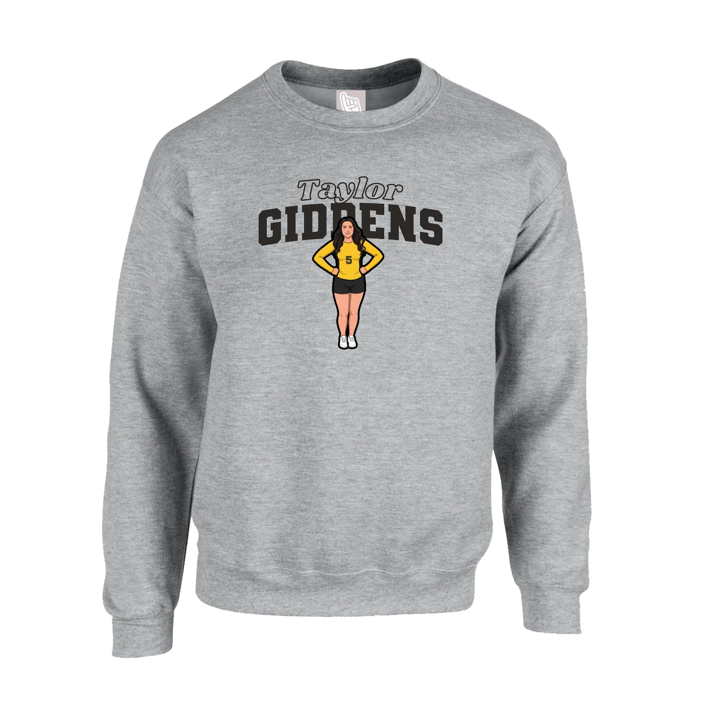 Fleece Crew — Name Arch in Grey
