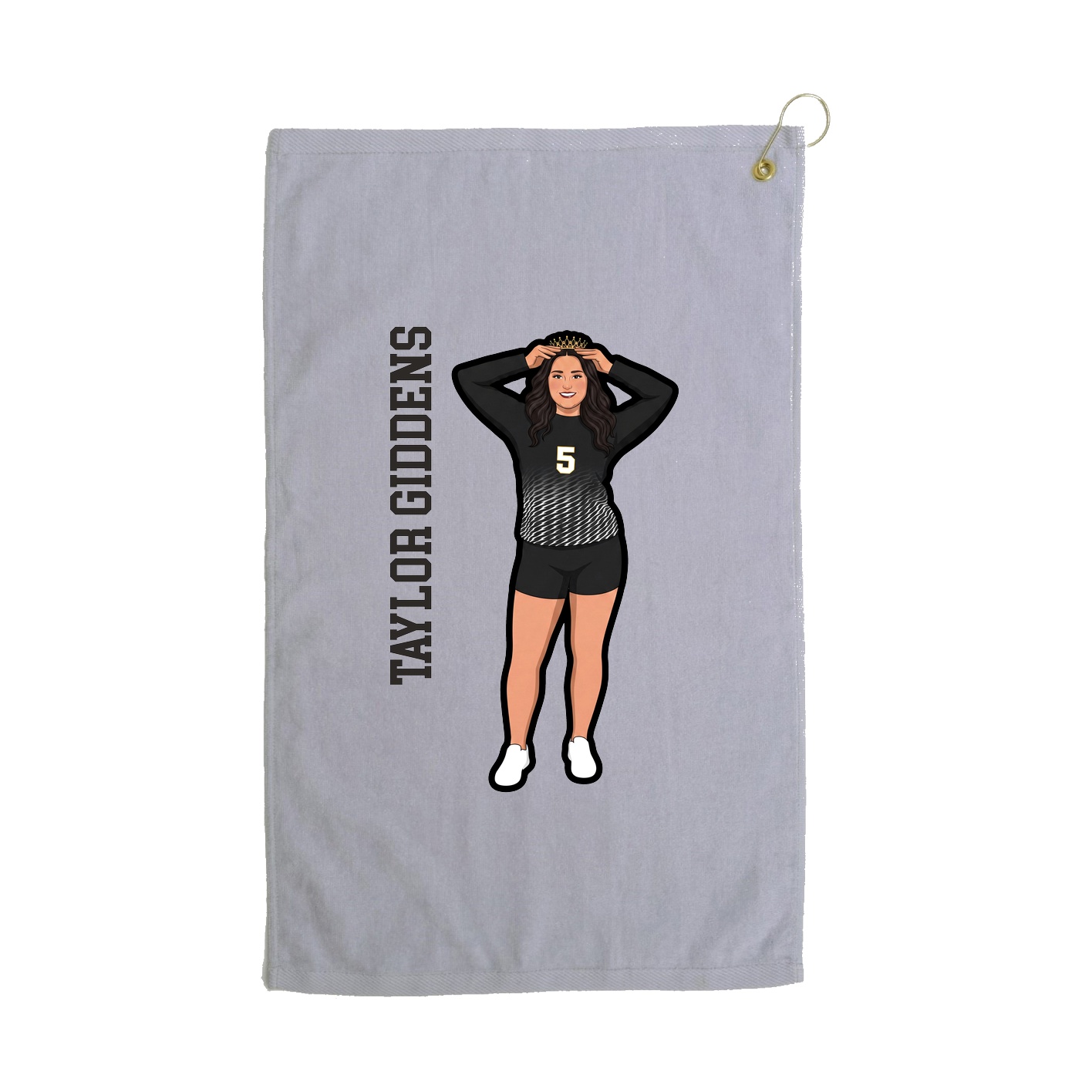 Golf Towel — Name Vertical in Grey