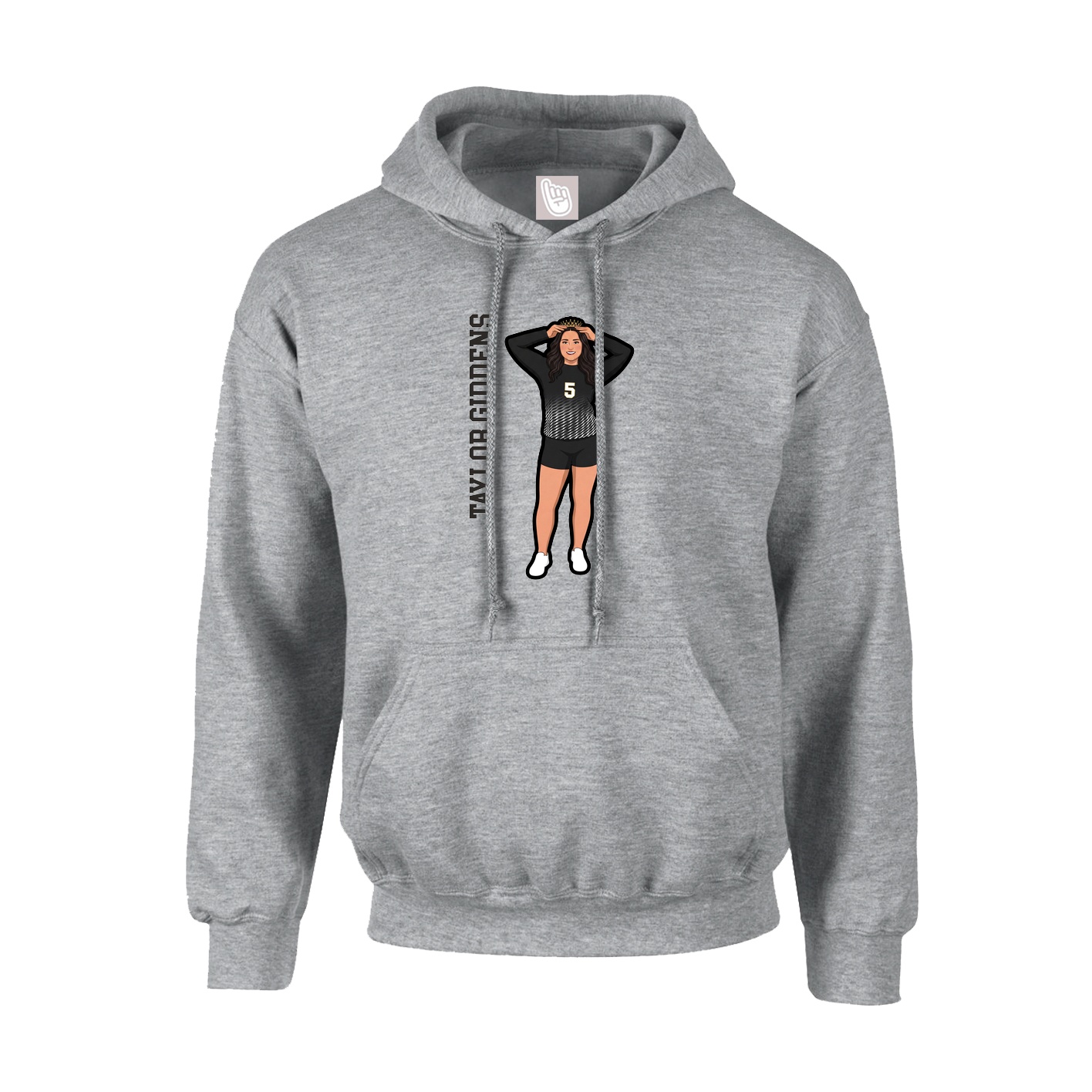 Hoodie — Name Vertical in Grey