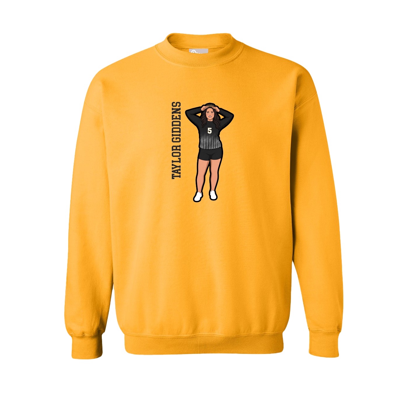 Fleece Crew — Name Vertical in Gold