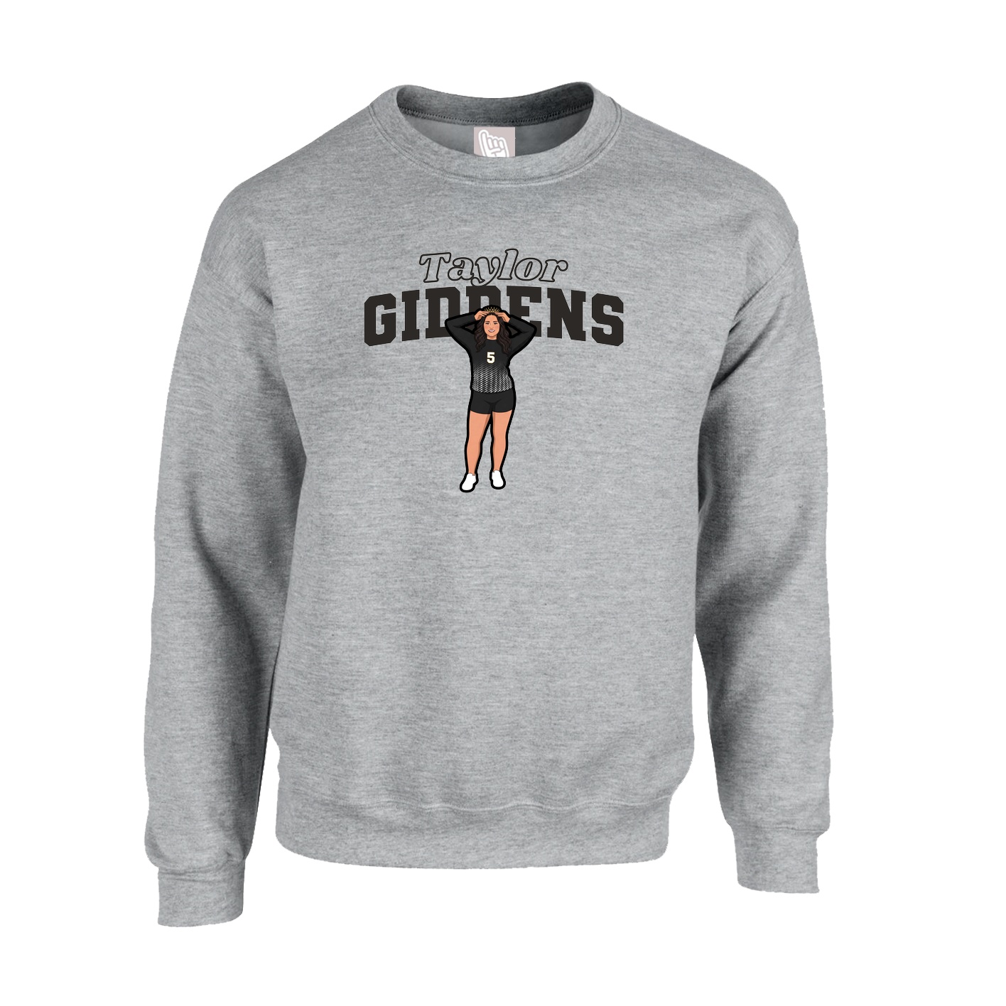 Fleece Crew — Name Arch in Grey
