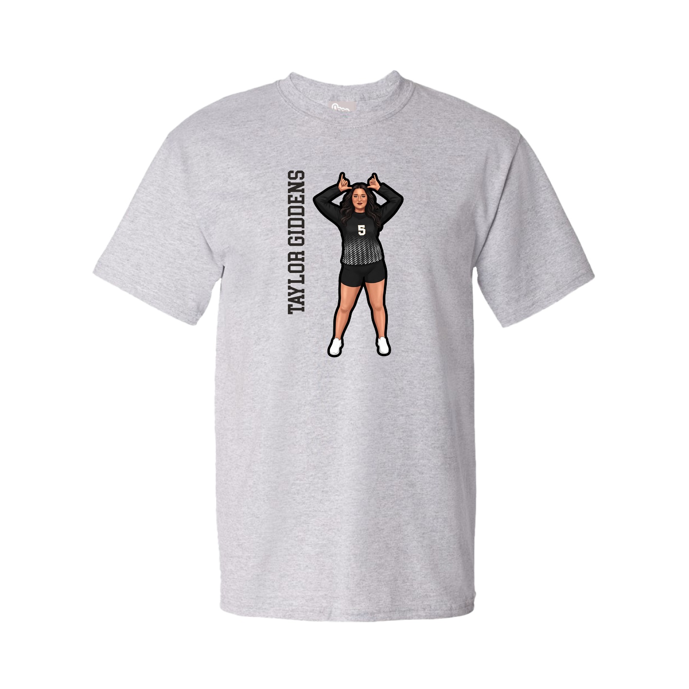Tee — Name Vertical in Grey