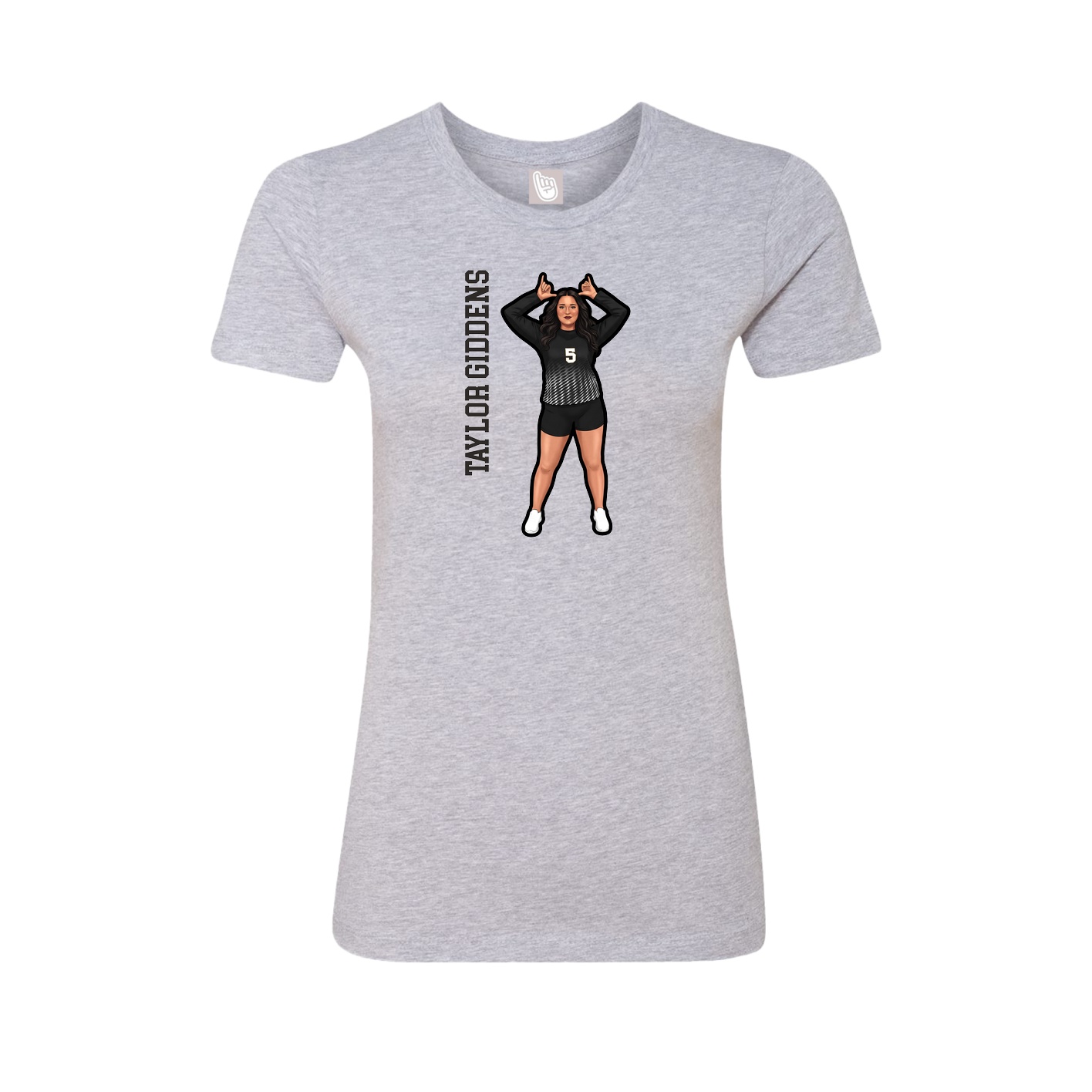 Fitted Women's Tee — Name Vertical in Grey