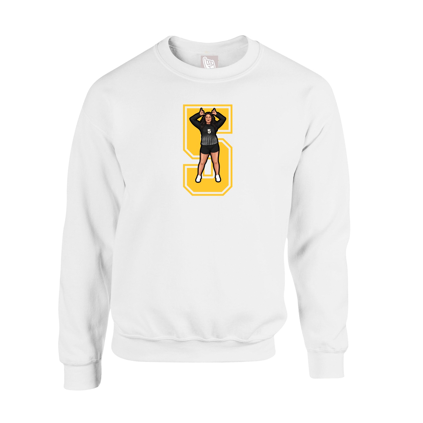 Fleece Crew — Number in White