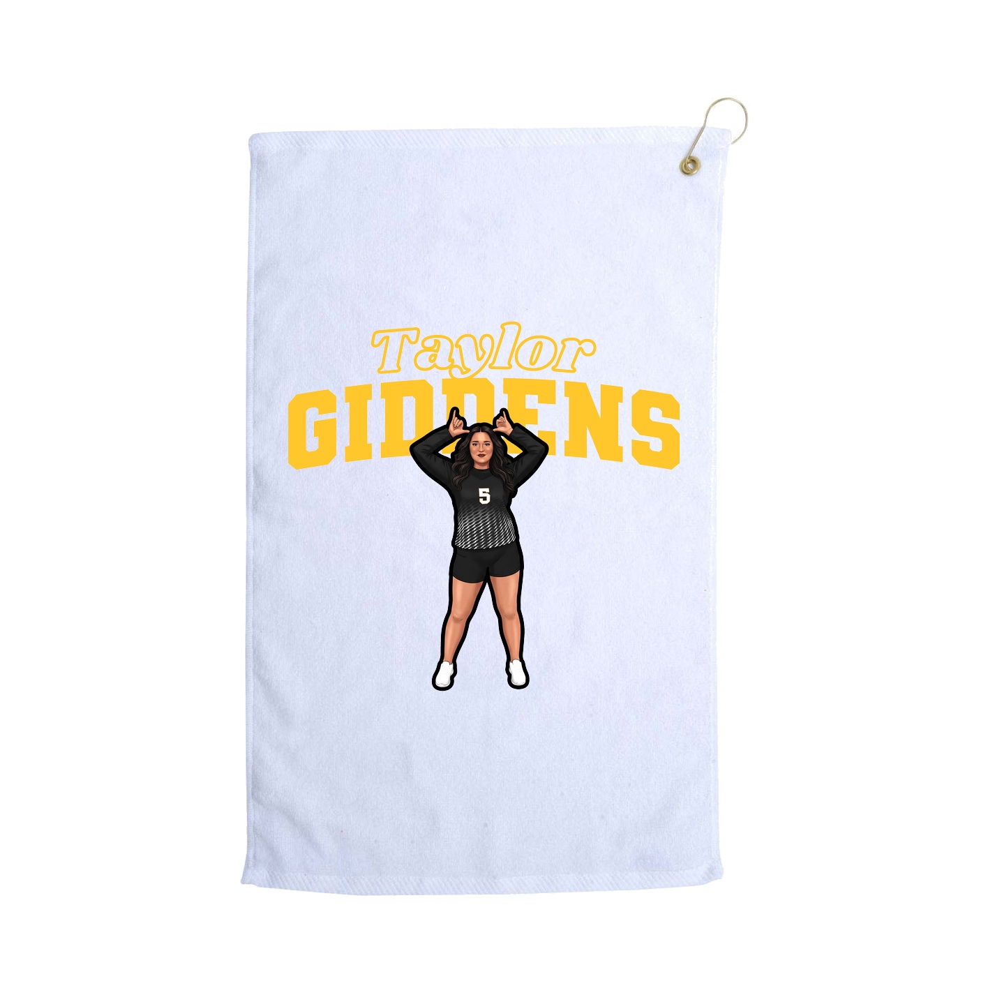 Golf Towel — Name Arch in White