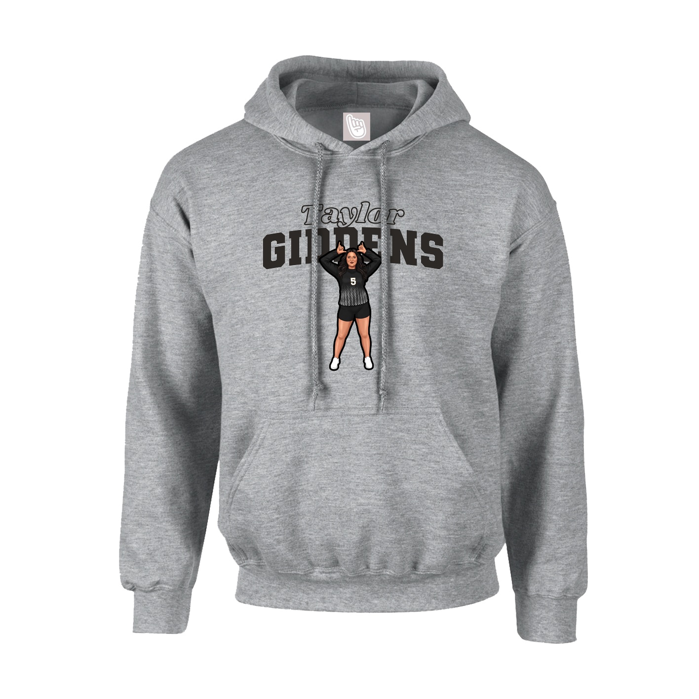 Youth Hoodie — Name Arch in Grey