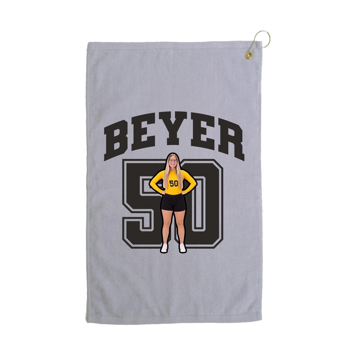 Golf Towel — Number in Grey