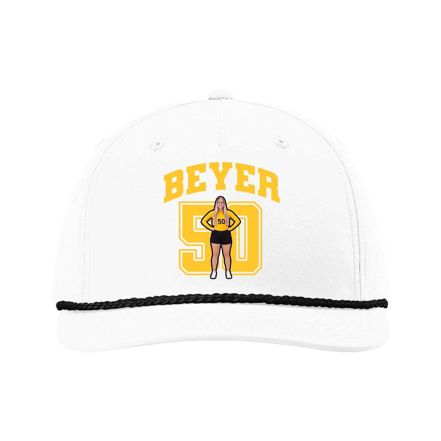 Five-Panel Classic Rope Cap — Number in White