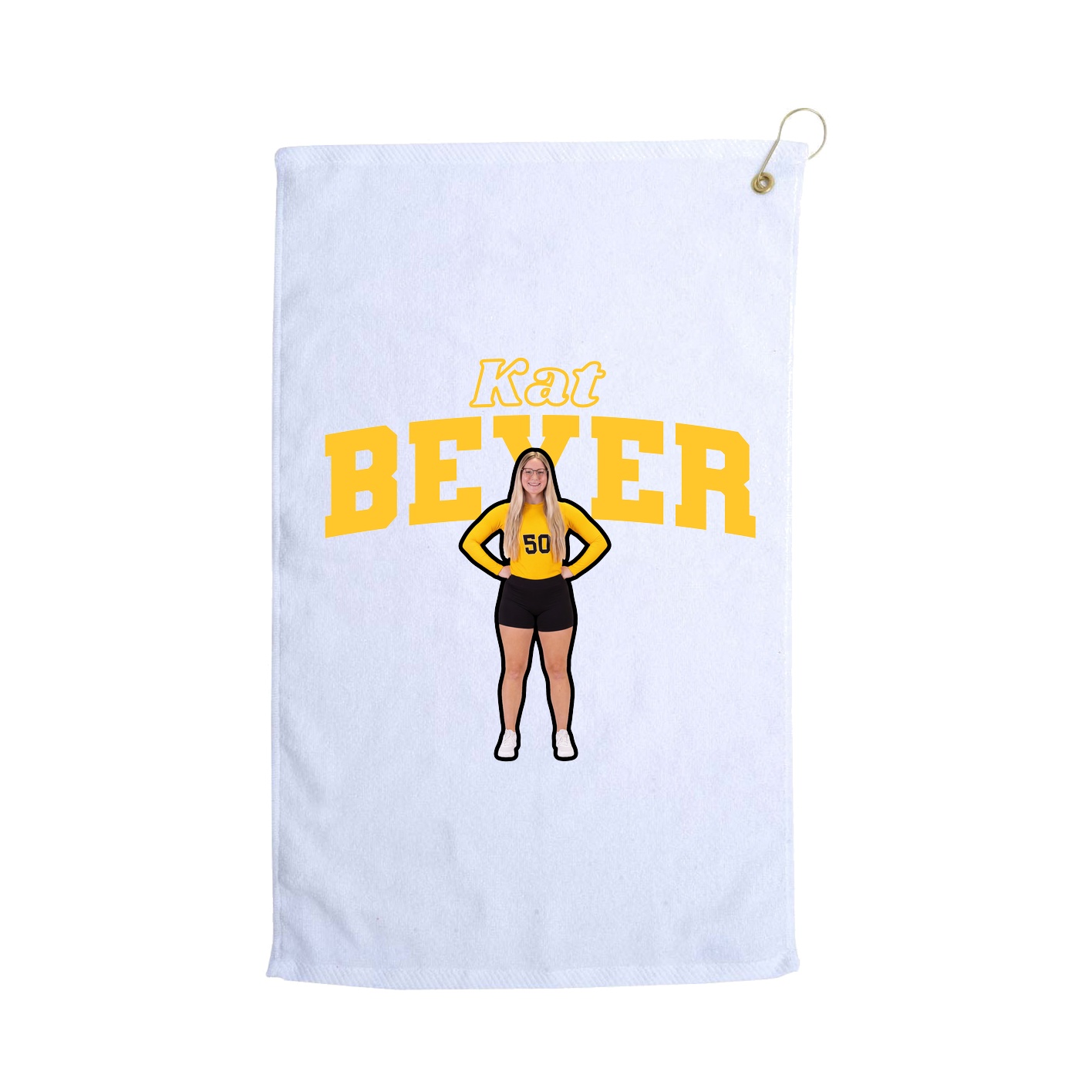 Golf Towel — Name Arch in White