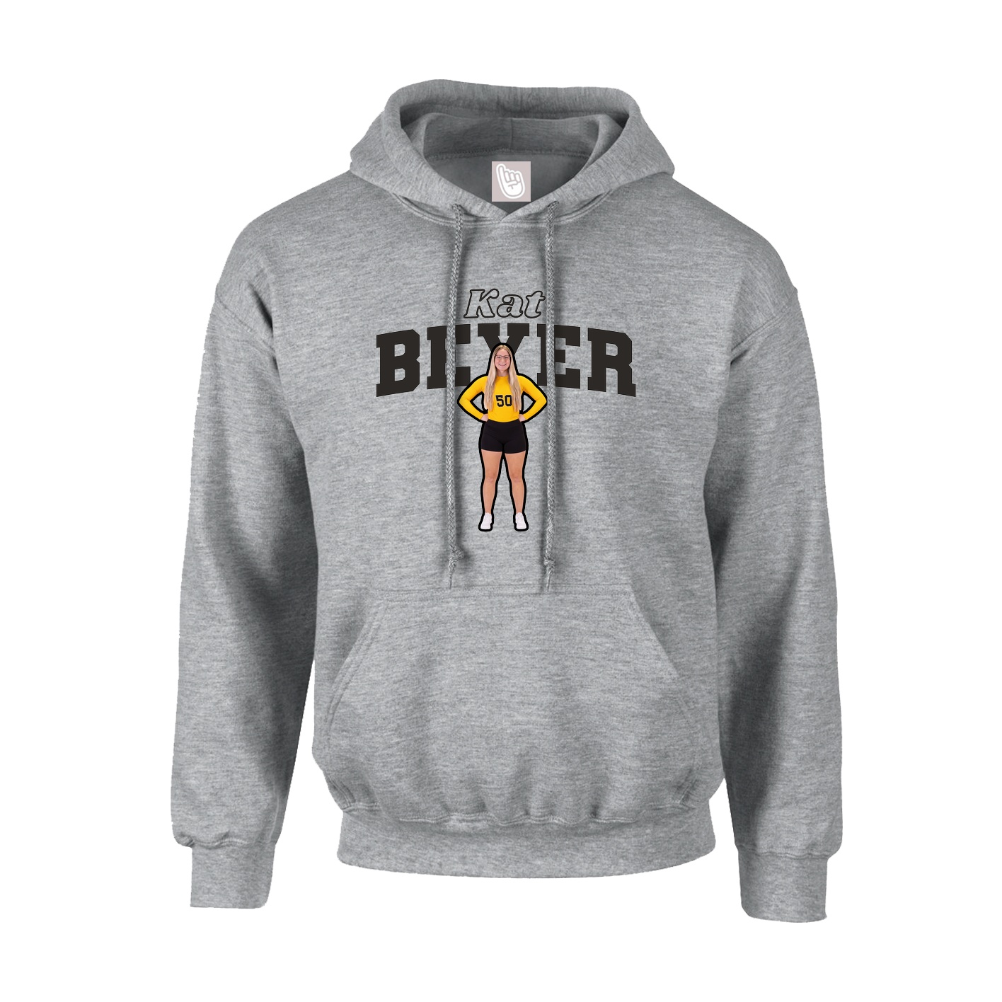 Youth Hoodie — Name Arch in Grey