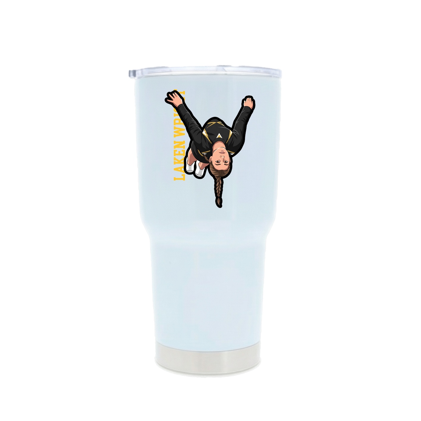 30oz Stainless Steel Tumbler — Name Vertical in White