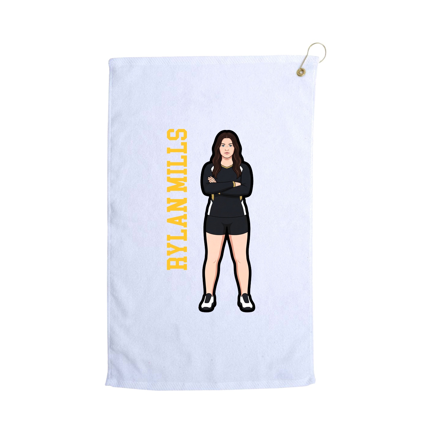 Golf Towel — Name Vertical in White