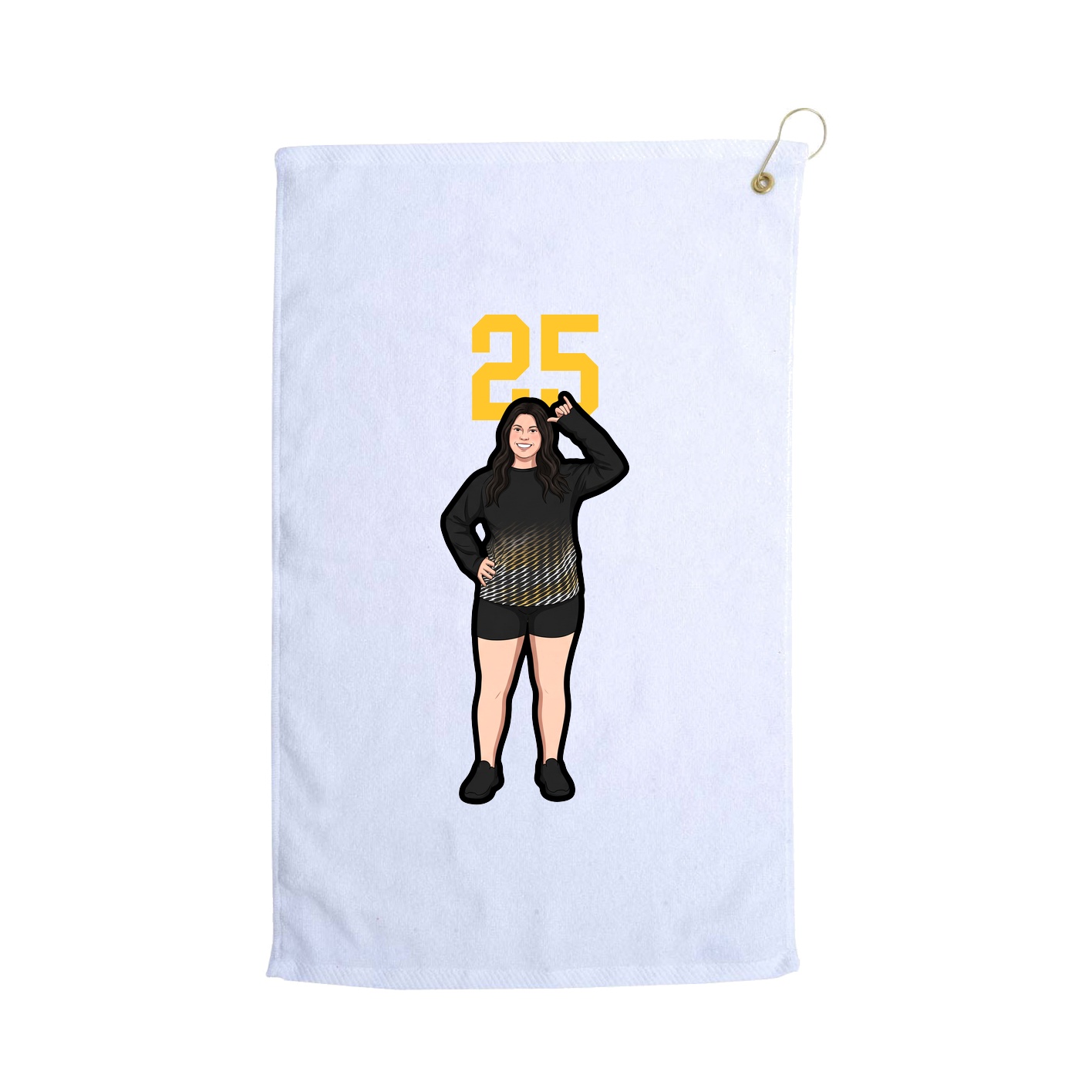 Golf Towel — Number Top in White