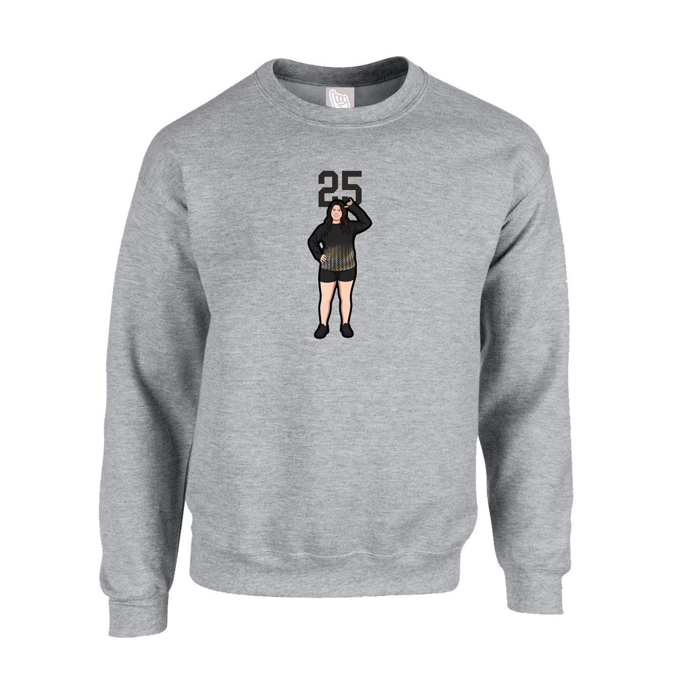 Fleece Crew — Number Top in Grey