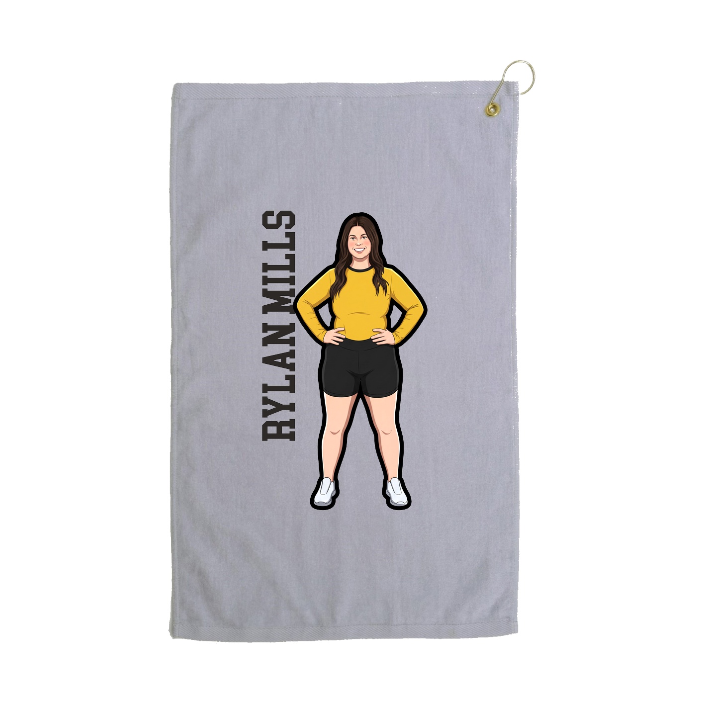 Golf Towel — Name Vertical in Grey