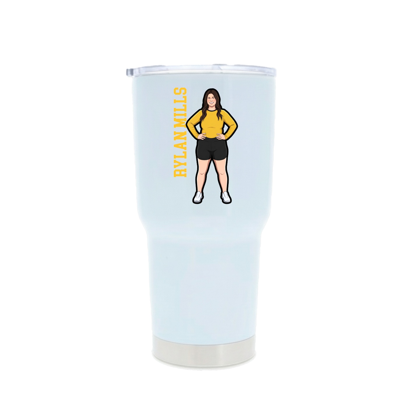 30oz Stainless Steel Tumbler — Name Vertical in White