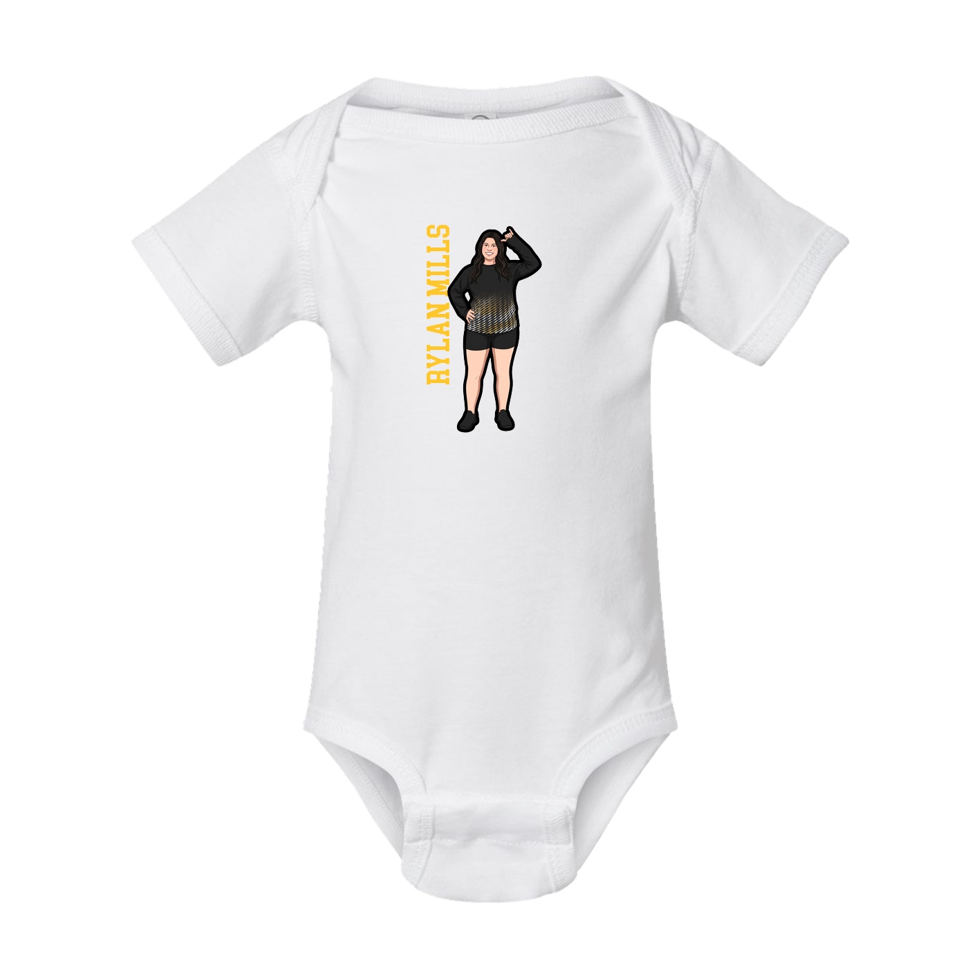 Baby Onesie — Name Vertical in White