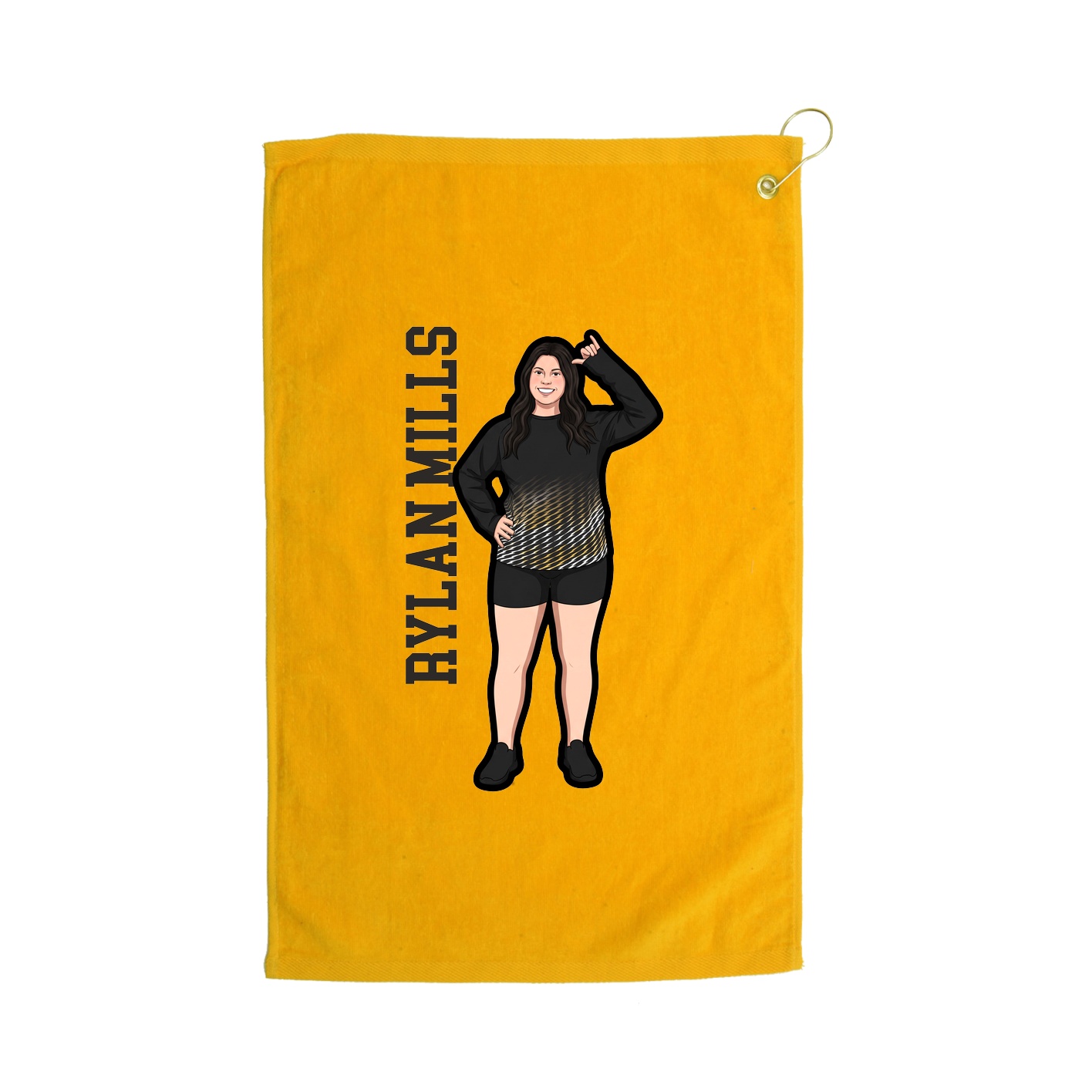 Golf Towel — Name Vertical in Gold