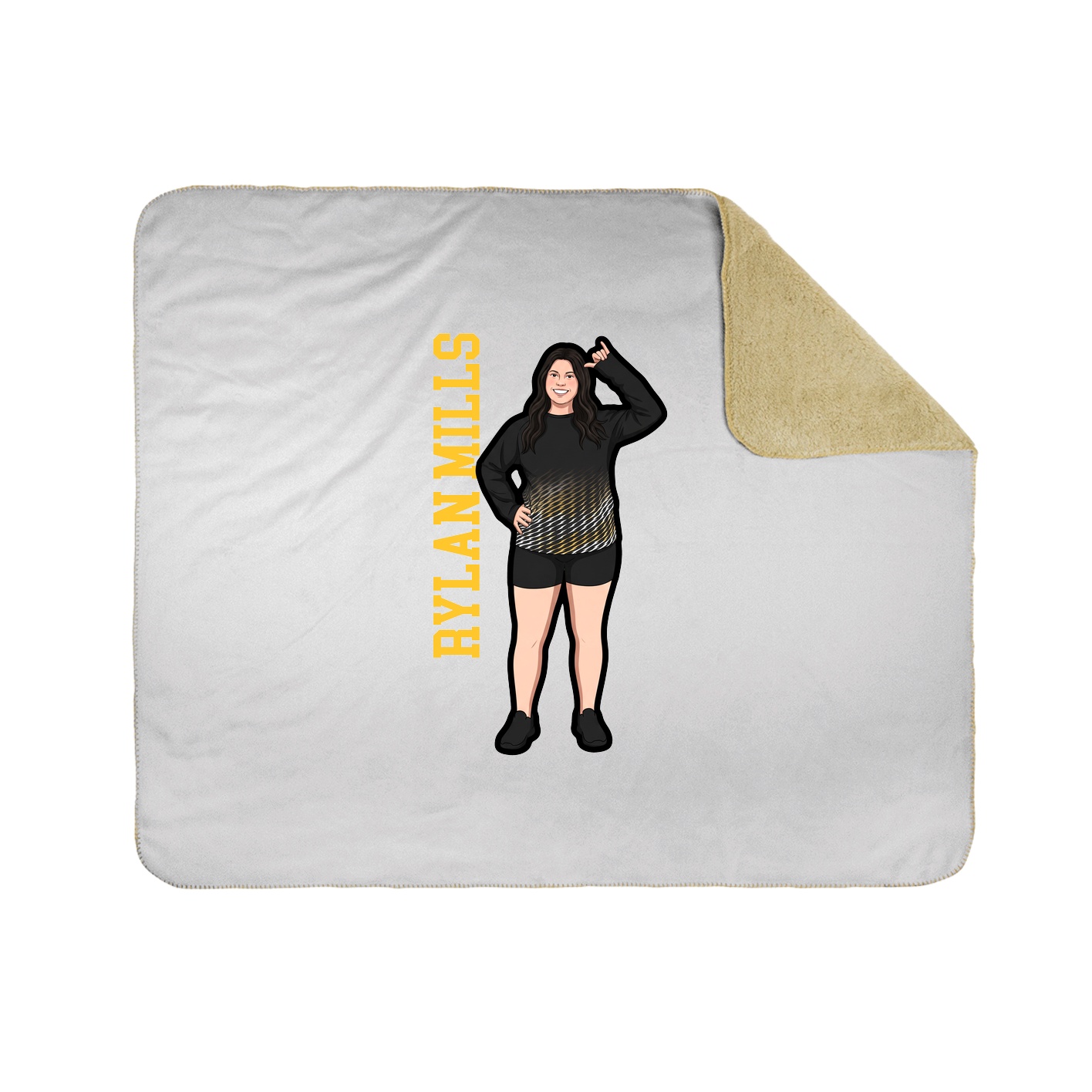 Throw Blanket — Name Vertical in White